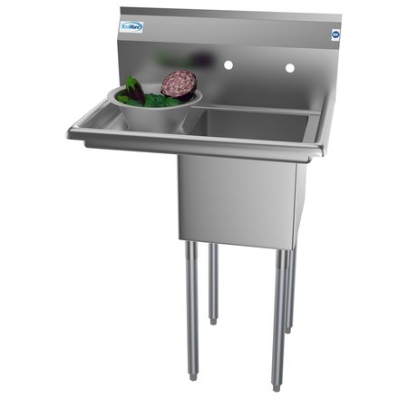 KOOLMORE 1 Compartment Stainless Steel NSF Commercial Kitchen Prep & Utility Sink with 2 Drainboards SA141611-12L3